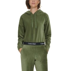 Calvin Klein Performance Elastic Long-Sleeve Pullover Velour Hoodie